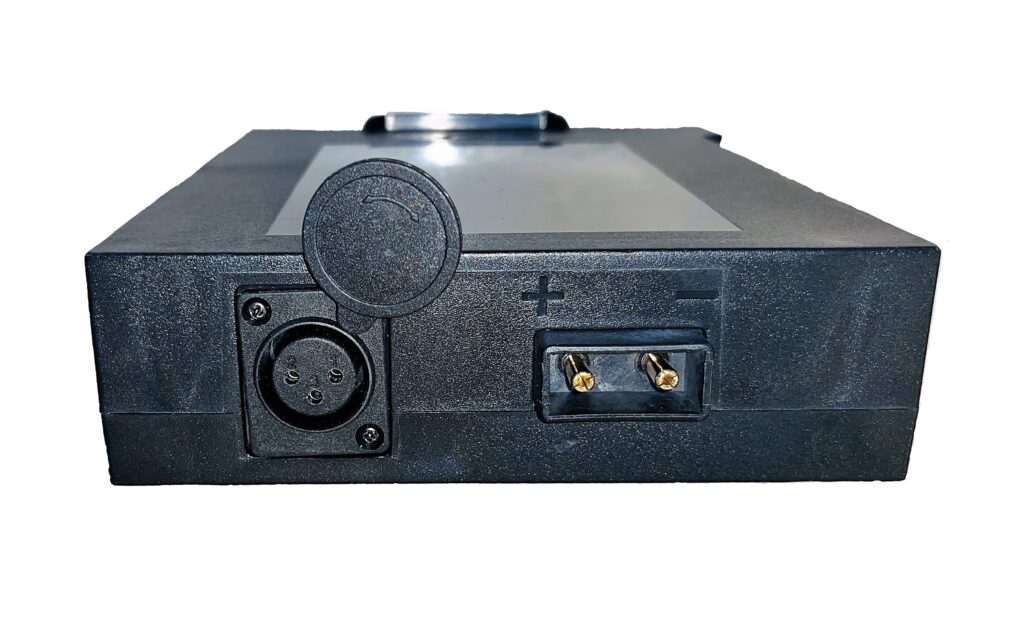 The back of a black box with the Batteries - Palladium 8500 attached to it.