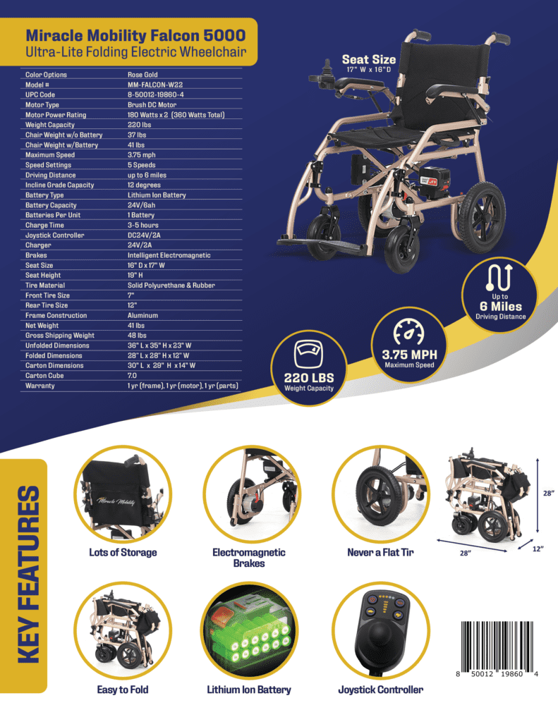 A brochure with all the features of this wheelchair.