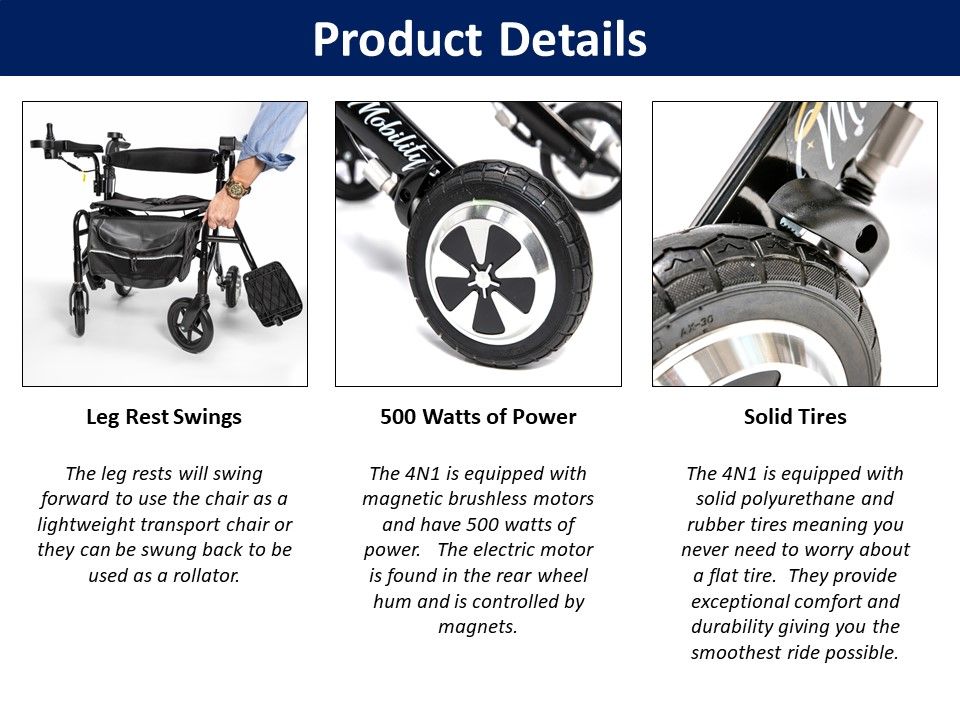 A picture of the product details for an electric wheelchair.