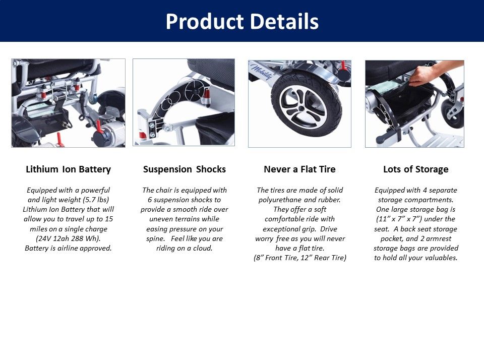A page of the product details for a motorcycle.