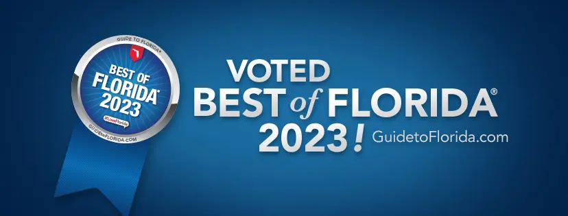 The best of florida logo on a blue background.