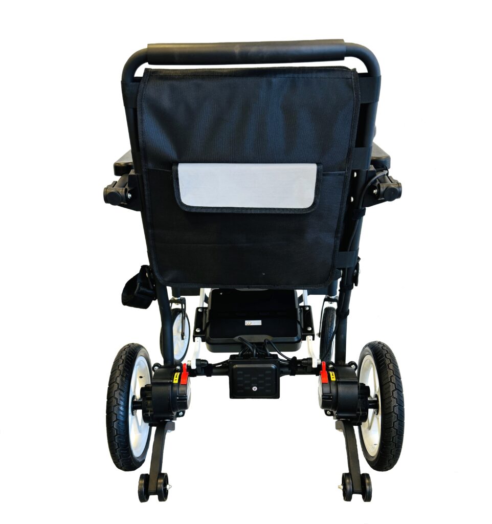 Rear view of electric wheelchair